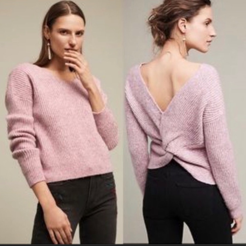 Angel Of The North Pink Twist-Back Knit Sweater